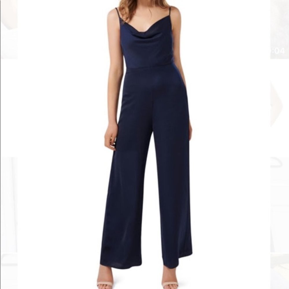 Ever New Melbourne Cowl-Neck wide leg Jumpsuit in Navy Size 8